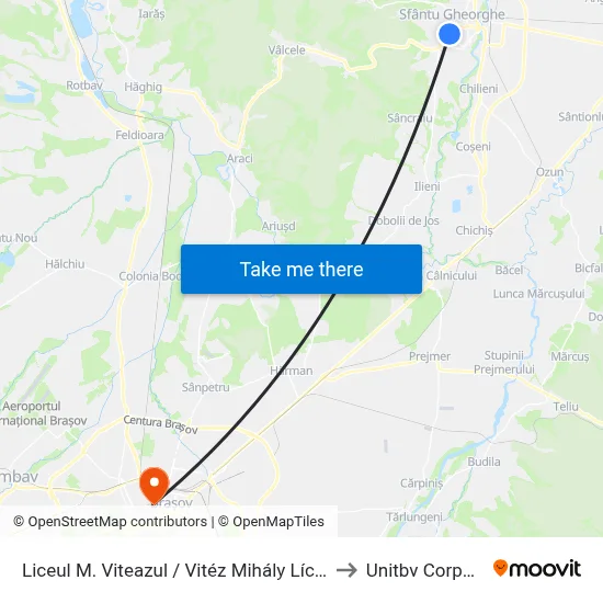 Liceul  M. Viteazul / Vitéz Mihály  Líceum to Unitbv Corpul V map