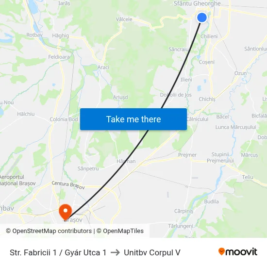 Str. Fabricii 1 / Gyár Utca 1 to Unitbv Corpul V map