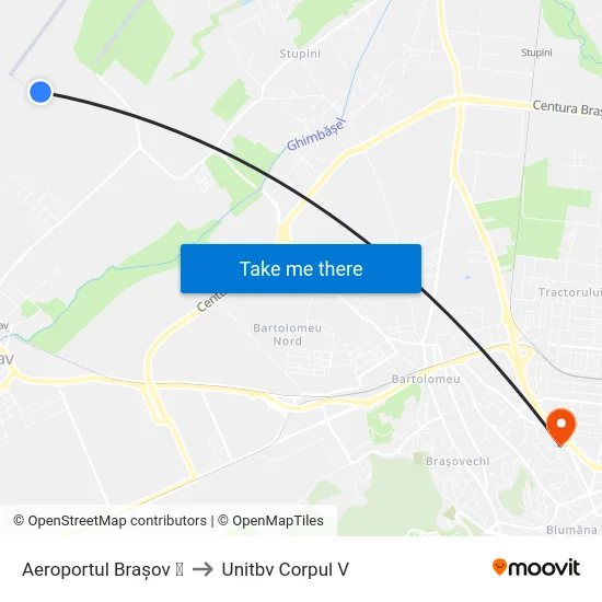 Aeroportul Brașov ✈ to Unitbv Corpul V map