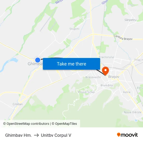 Ghimbav Hm. to Unitbv Corpul V map