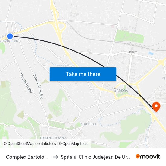 Complex Bartolomeu to Spitalul Clinic Județean De Urgență map