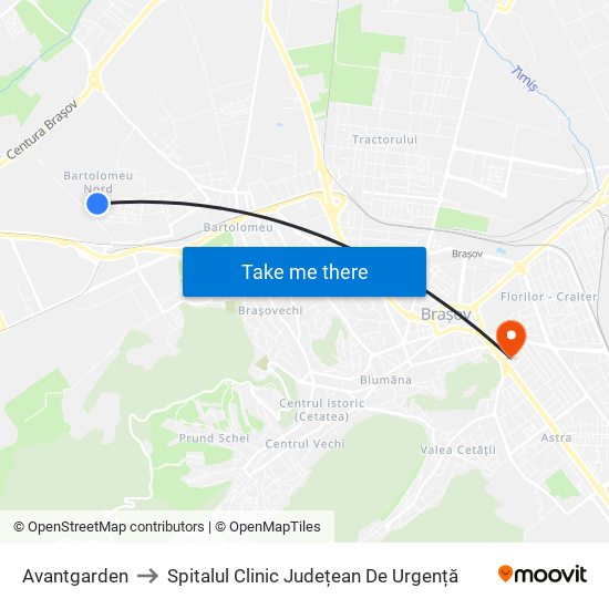 Avantgarden to Spitalul Clinic Județean De Urgență map