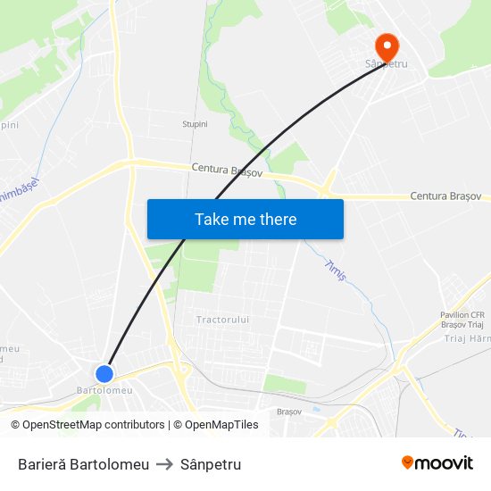 Barieră Bartolomeu to Sânpetru map