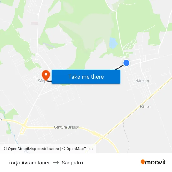 Troiţa Avram Iancu to Sânpetru map