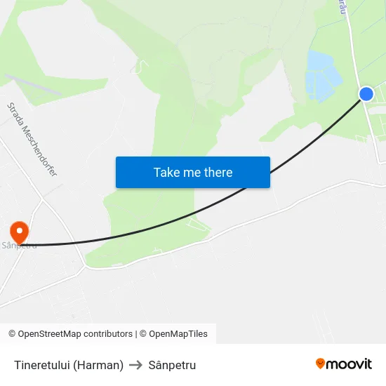 Tineretului (Harman) to Sânpetru map