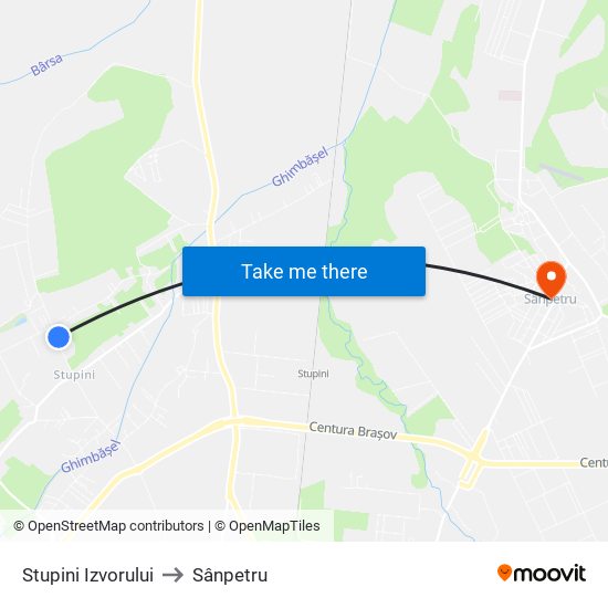 Stupini Izvorului to Sânpetru map