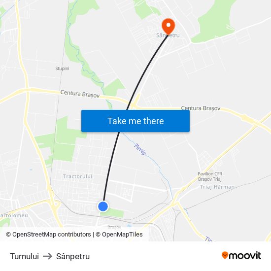 Turnului to Sânpetru map