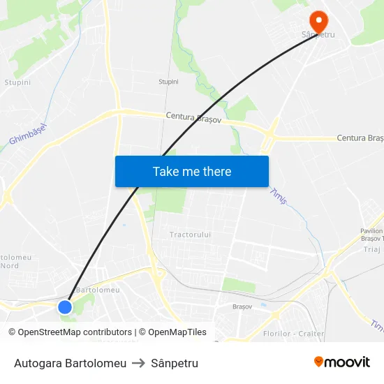 Autogara Bartolomeu to Sânpetru map