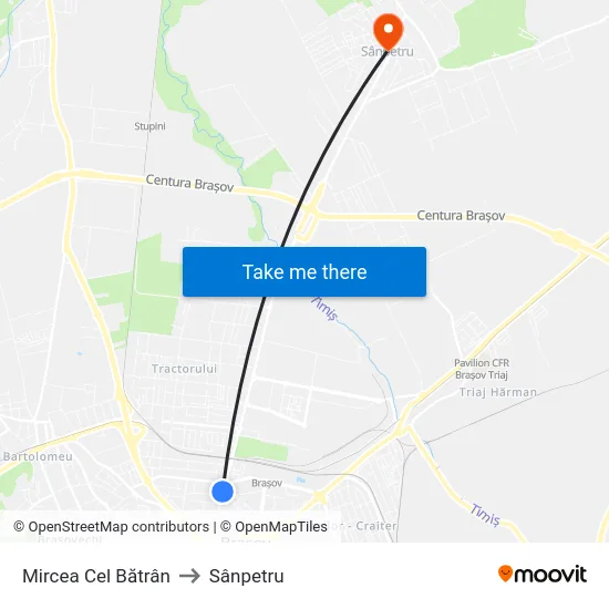 Mircea Cel Bătrân to Sânpetru map