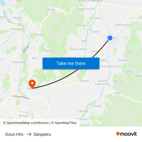 Ozun Hm. to Sânpetru map