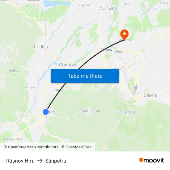 Râşnov Hm. to Sânpetru map
