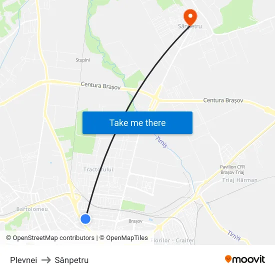 Plevnei to Sânpetru map