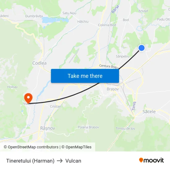 Tineretului (Harman) to Vulcan map