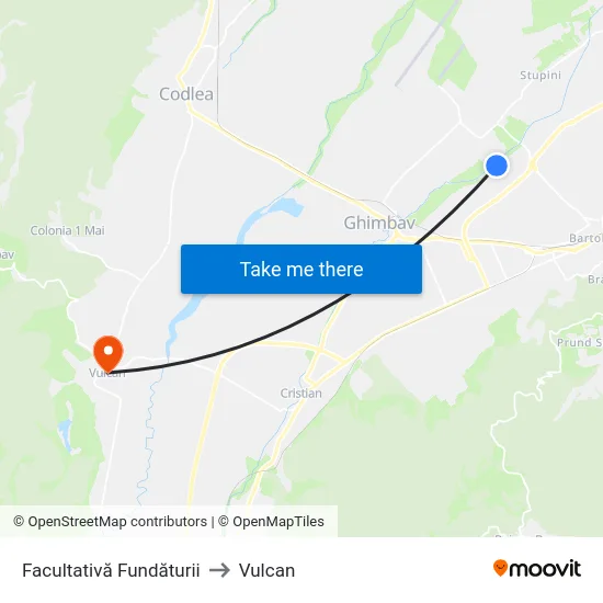 Facultativă Fundăturii to Vulcan map