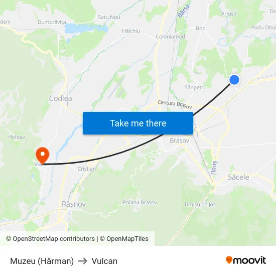 Muzeu (Hărman) to Vulcan map