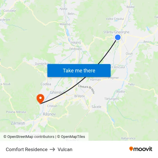 Comfort  Residence to Vulcan map