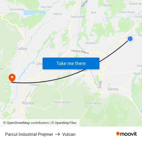 Parcul Industrial Prejmer to Vulcan map