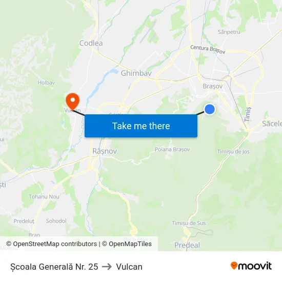 Școala Generală Nr. 25 to Vulcan map