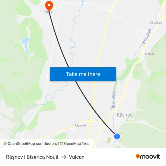 Râșnov | Biserica Nouă to Vulcan map