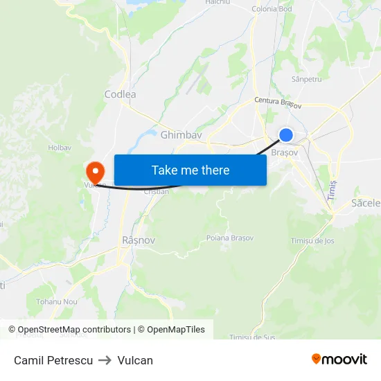 Camil Petrescu to Vulcan map