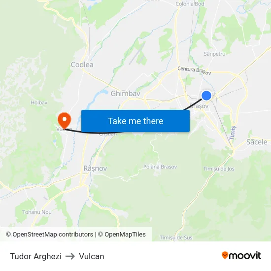 Tudor Arghezi to Vulcan map