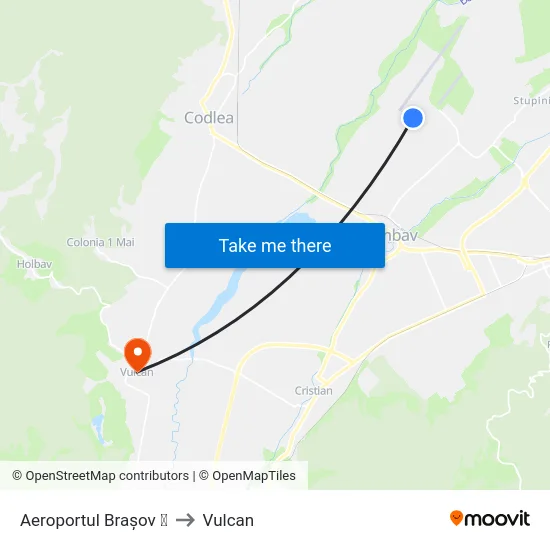 Aeroportul Brașov ✈ to Vulcan map