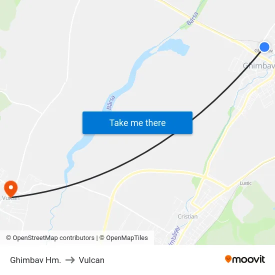 Ghimbav Hm. to Vulcan map