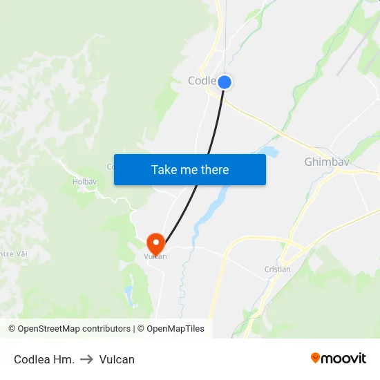 Codlea Hm. to Vulcan map