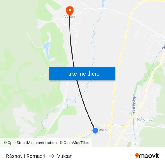 Râșnov | Romacril to Vulcan map