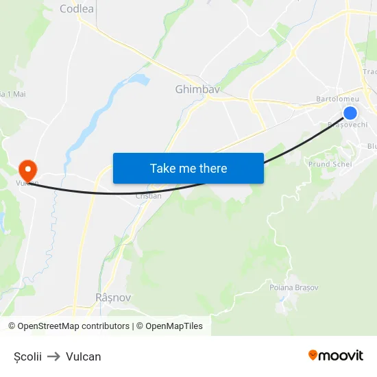 Școlii to Vulcan map
