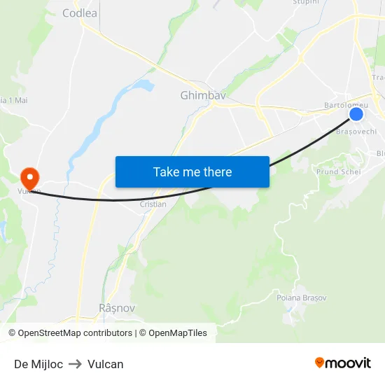 De Mijloc to Vulcan map
