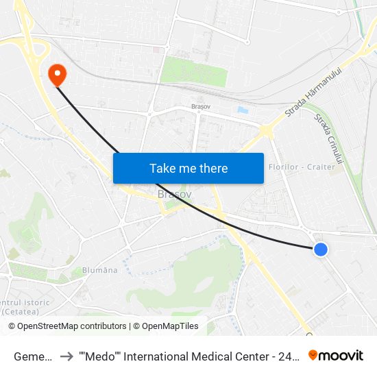 Gemenii to ""Medo"" International Medical Center - 24 / 24 map