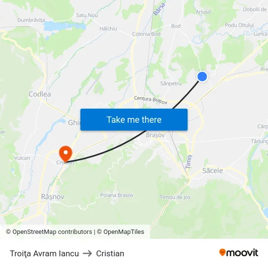 Troiţa Avram Iancu to Cristian map