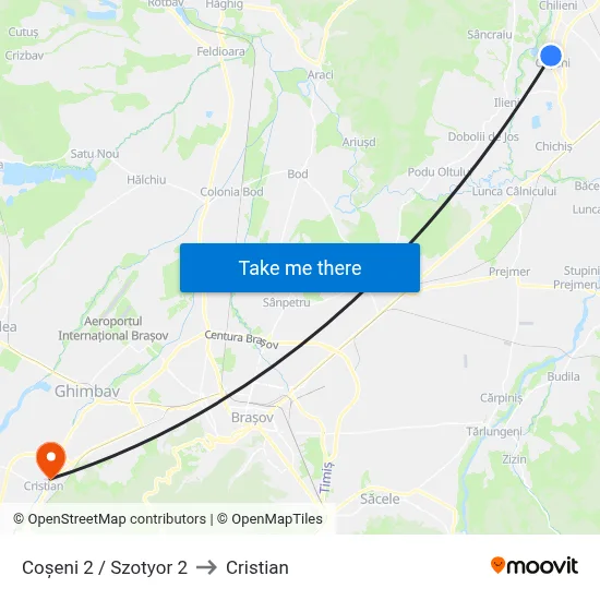 Coșeni 2 / Szotyor 2 to Cristian map