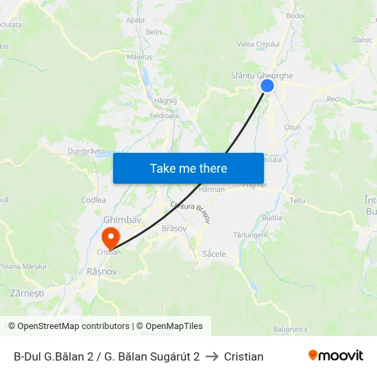 B-Dul G.Bălan 2 / G. Bălan Sugárút 2 to Cristian map