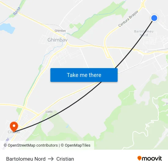Bartolomeu Nord to Cristian map