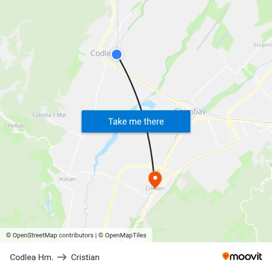 Codlea Hm. to Cristian map
