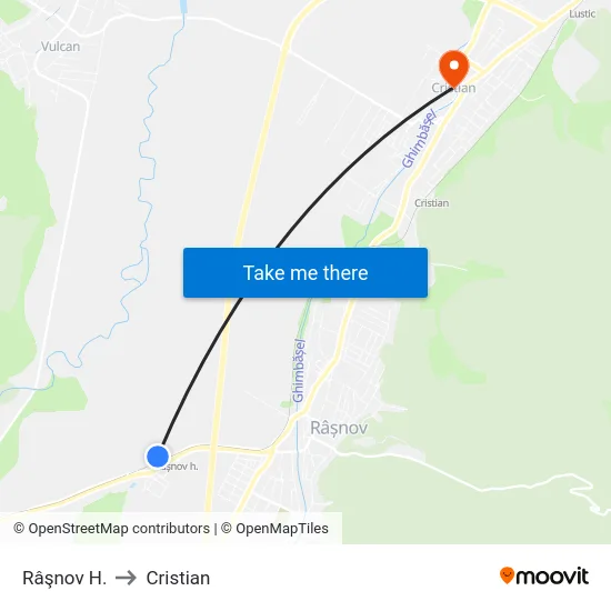 Râşnov H. to Cristian map