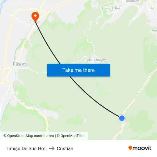 Timişu De Sus Hm. to Cristian map