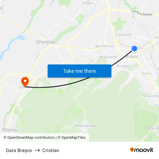 Gara Brașov to Cristian map