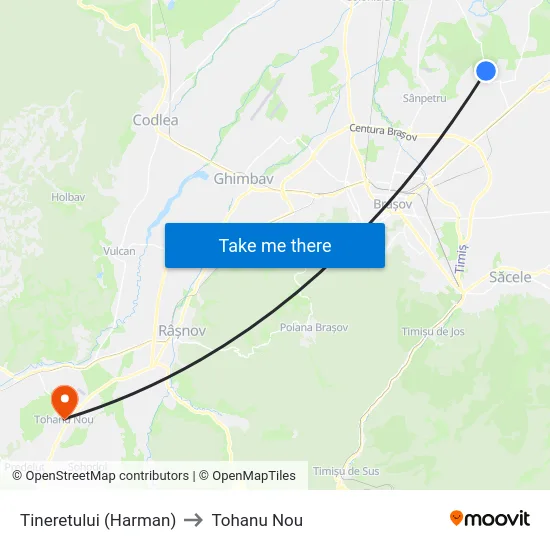 Tineretului (Harman) to Tohanu Nou map