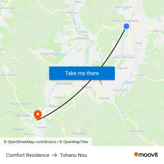 Comfort  Residence to Tohanu Nou map