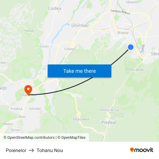 Poienelor to Tohanu Nou map