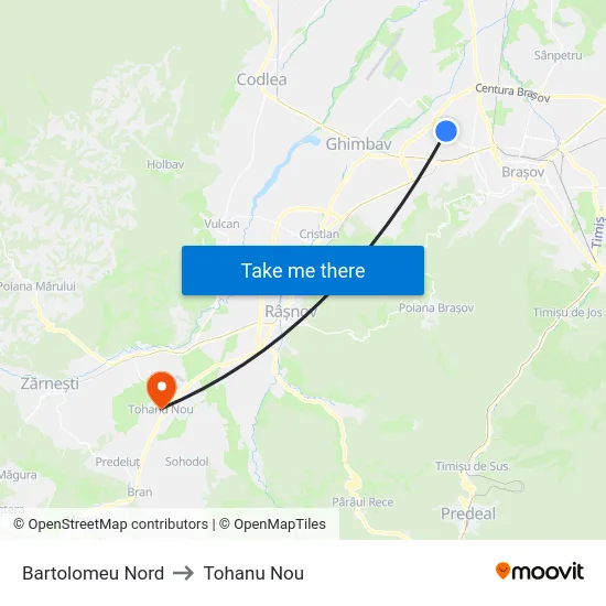 Bartolomeu Nord to Tohanu Nou map