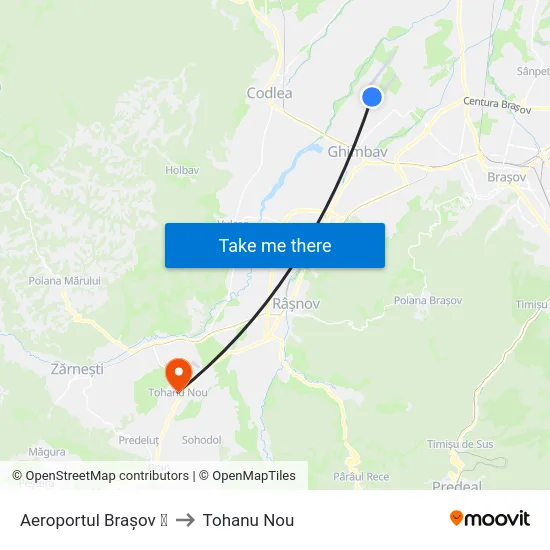 Aeroportul Brașov ✈ to Tohanu Nou map
