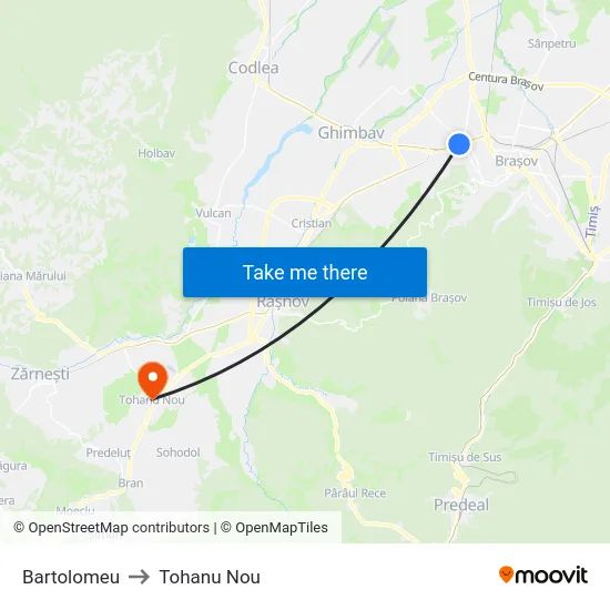 Bartolomeu to Tohanu Nou map