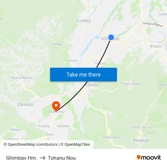 Ghimbav Hm. to Tohanu Nou map