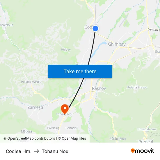 Codlea Hm. to Tohanu Nou map