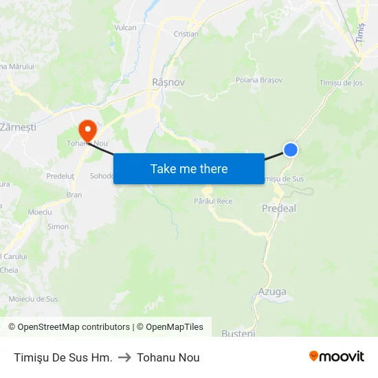 Timişu De Sus Hm. to Tohanu Nou map