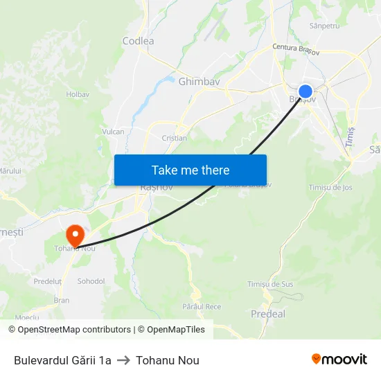 Bulevardul Gării 1a to Tohanu Nou map